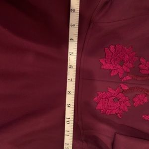 Josie Natori Maroon Embroidered Dress